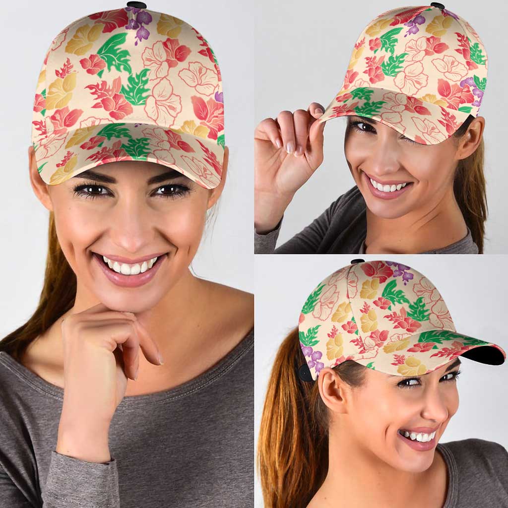 Colorful Aloha Hawaii Hibiscus Orchid Seamless Classic Cap