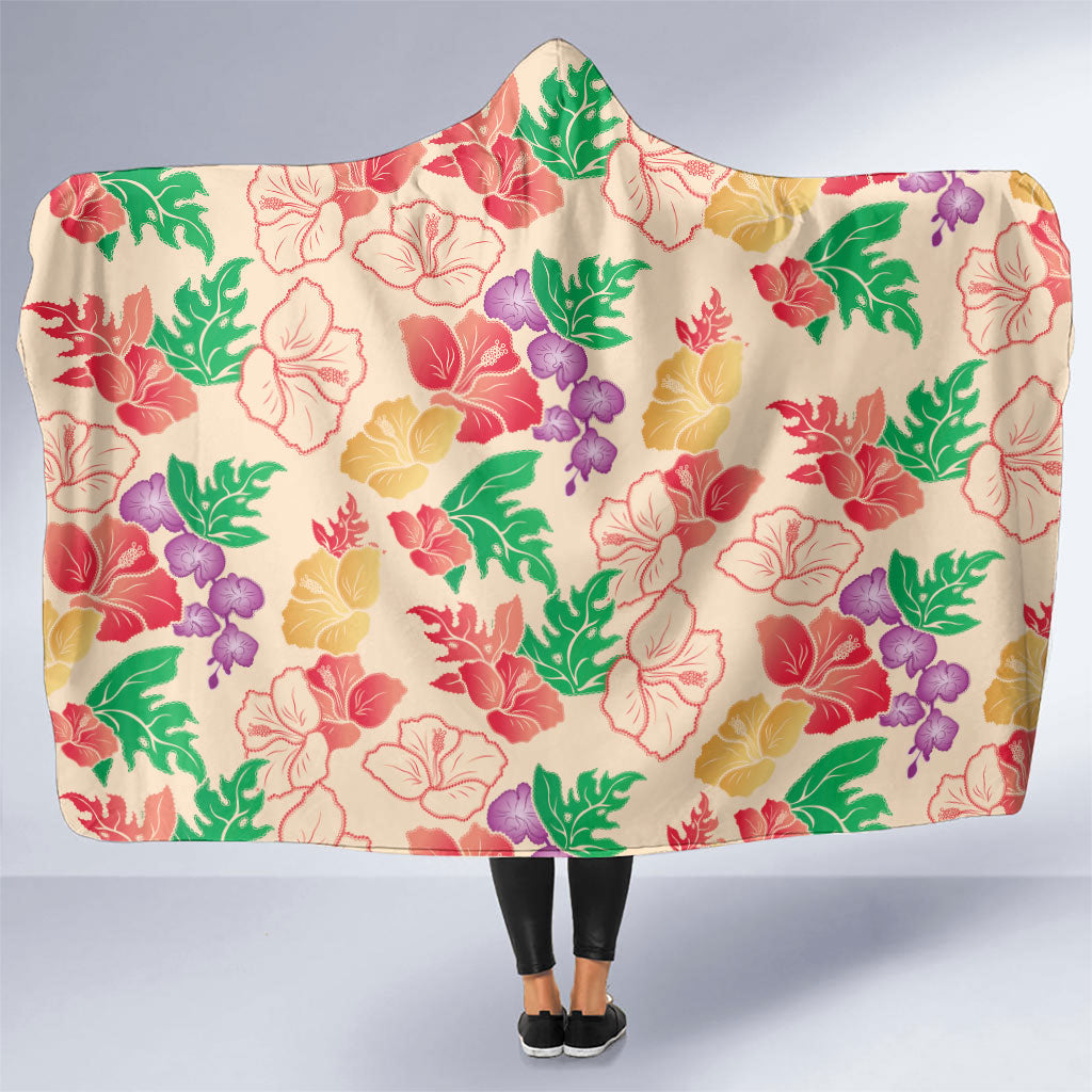 Colorful Aloha Hawaii Hibiscus Orchid Seamless Hooded Blanket LT14 One Size Colorful - Polynesian Pride