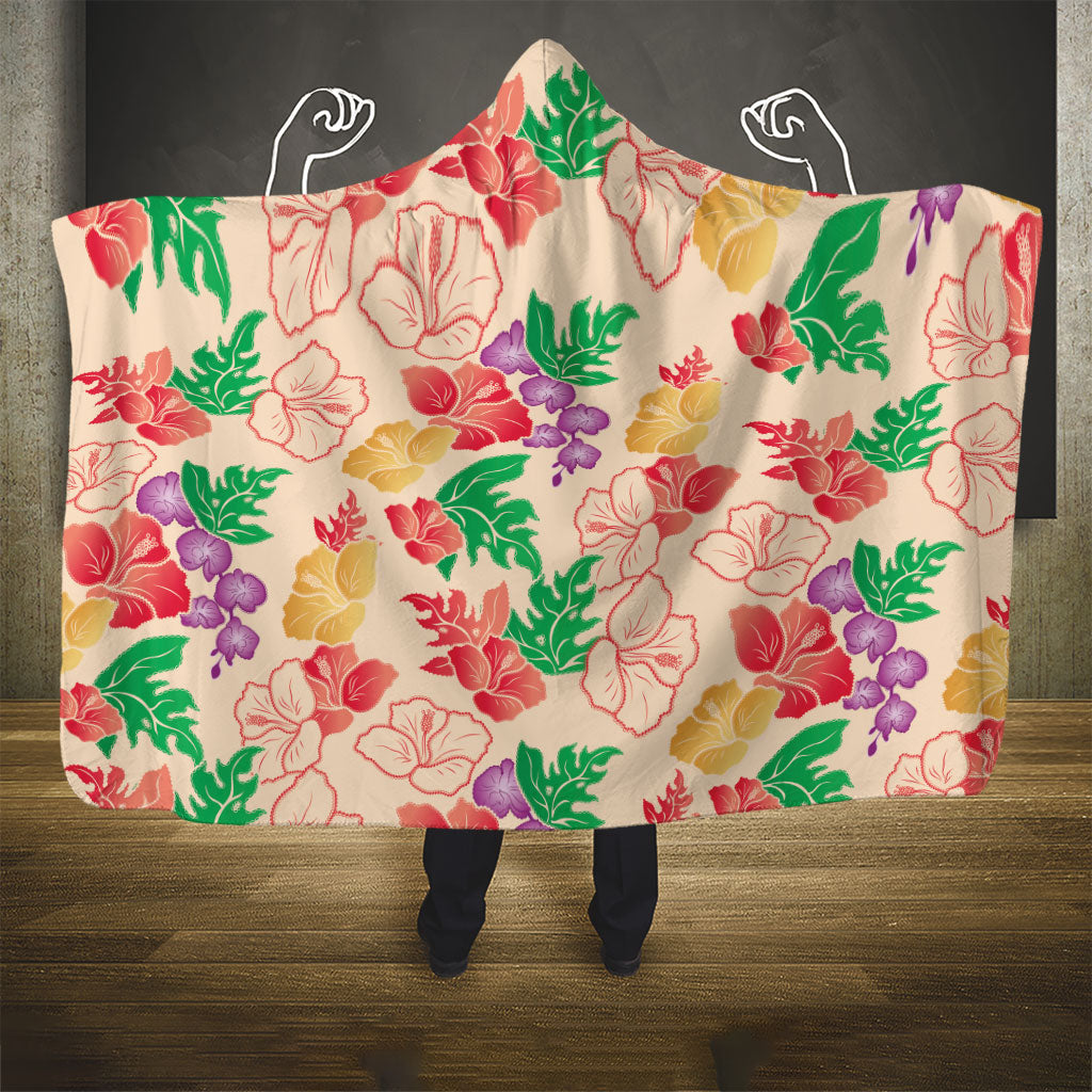 Colorful Aloha Hawaii Hibiscus Orchid Seamless Hooded Blanket LT14 - Polynesian Pride