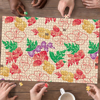 Colorful Aloha Hawaii Hibiscus Orchid Seamless Puzzle LT14 - Polynesian Pride