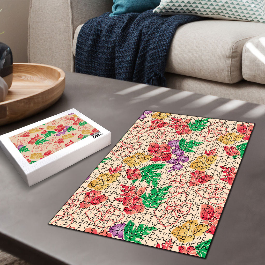 Colorful Aloha Hawaii Hibiscus Orchid Seamless Puzzle LT14 - Polynesian Pride