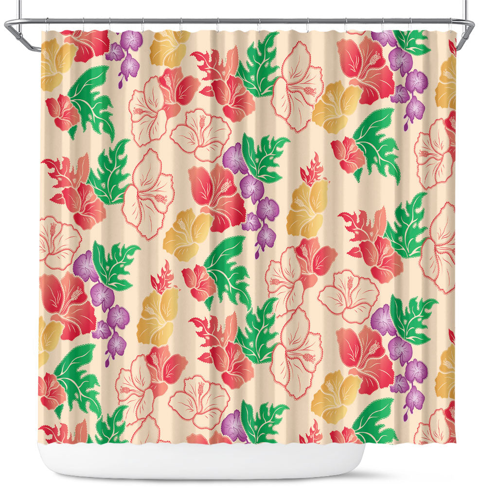 Colorful Aloha Hawaii Hibiscus Orchid Seamless Shower Curtain LT14 Colorful - Polynesian Pride