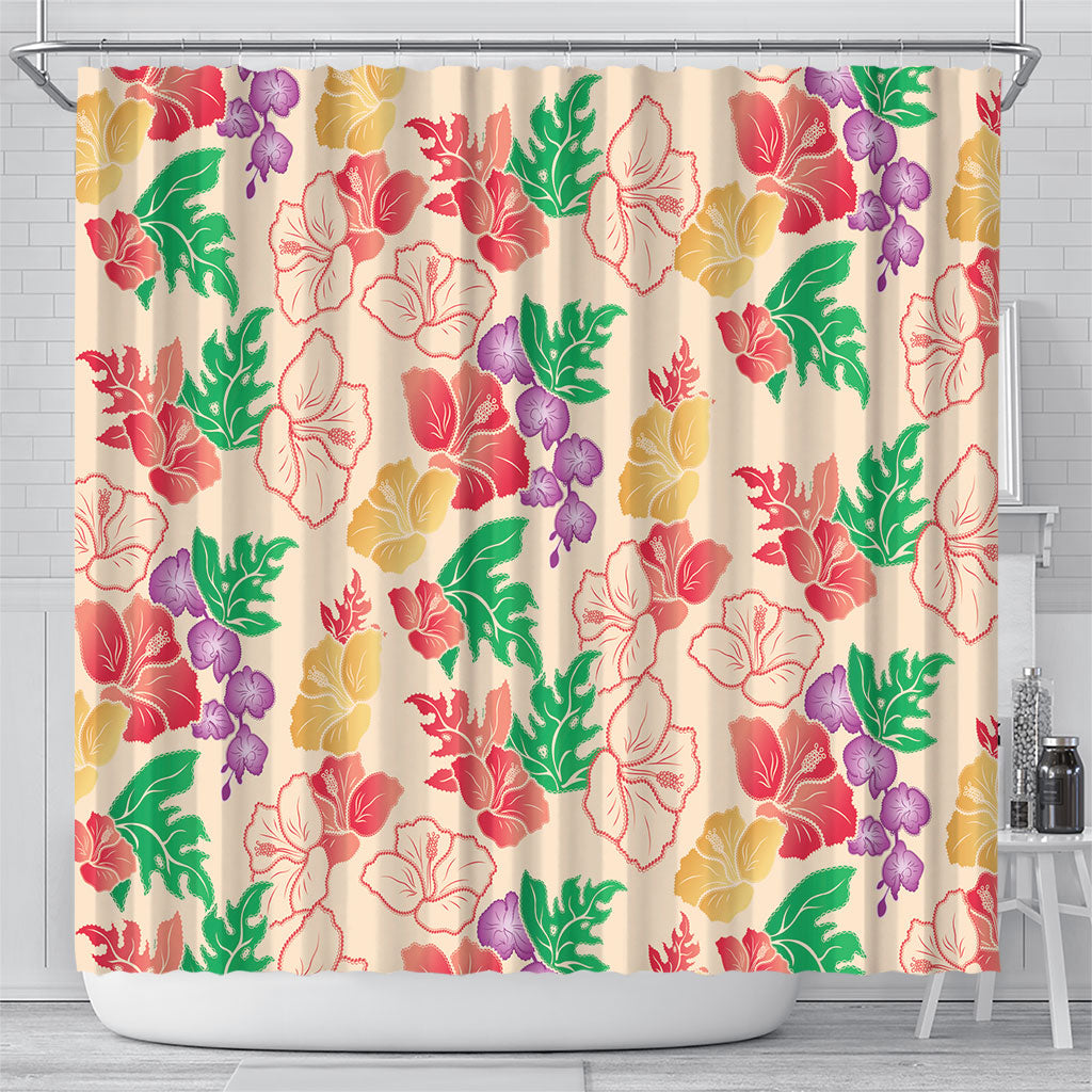 Colorful Aloha Hawaii Hibiscus Orchid Seamless Shower Curtain LT14 - Polynesian Pride