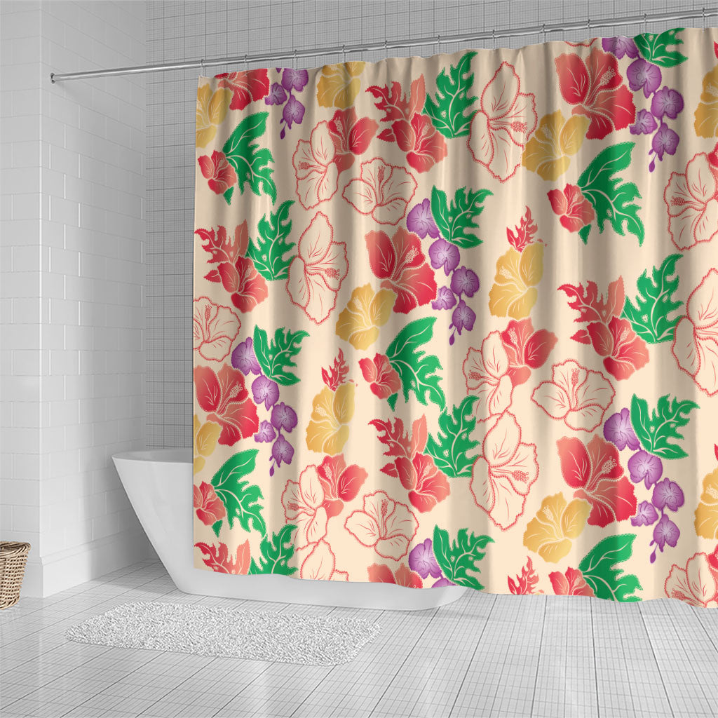Colorful Aloha Hawaii Hibiscus Orchid Seamless Shower Curtain LT14 - Polynesian Pride