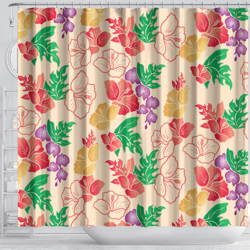 Colorful Aloha Hawaii Hibiscus Orchid Seamless Shower Curtain LT14 - Polynesian Pride