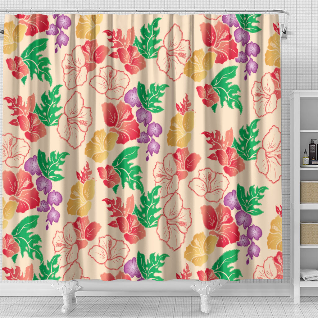 Colorful Aloha Hawaii Hibiscus Orchid Seamless Shower Curtain LT14 - Polynesian Pride