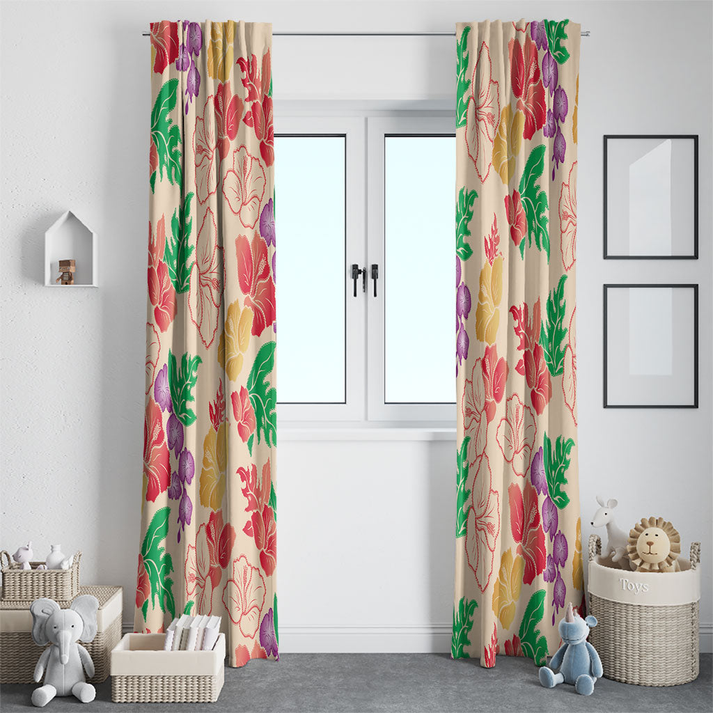 Colorful Aloha Hawaii Hibiscus Orchid Seamless Window Curtain