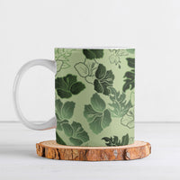 Vesuvian Green Aloha Hawaii Hibiscus Orchid Seamless Ceramic Mug LT14 Green - Polynesian Pride