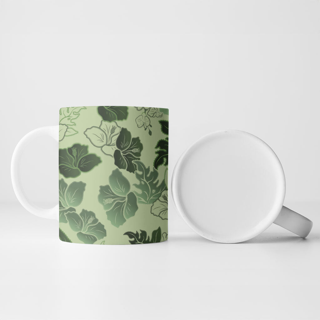 Vesuvian Green Aloha Hawaii Hibiscus Orchid Seamless Ceramic Mug LT14 - Polynesian Pride