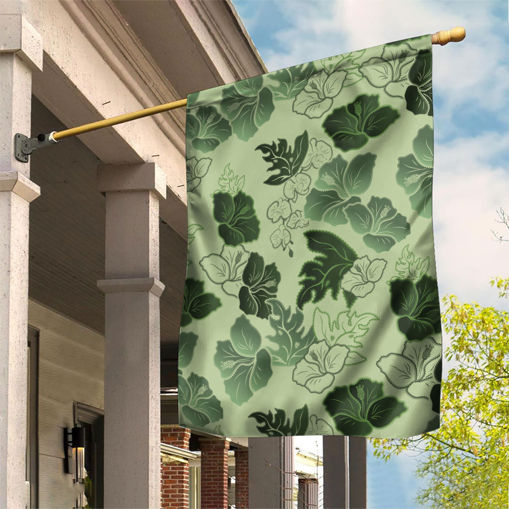 Vesuvian Green Aloha Hawaii Hibiscus Orchid Seamless Garden Flag LT14 House Flag Green - Polynesian Pride