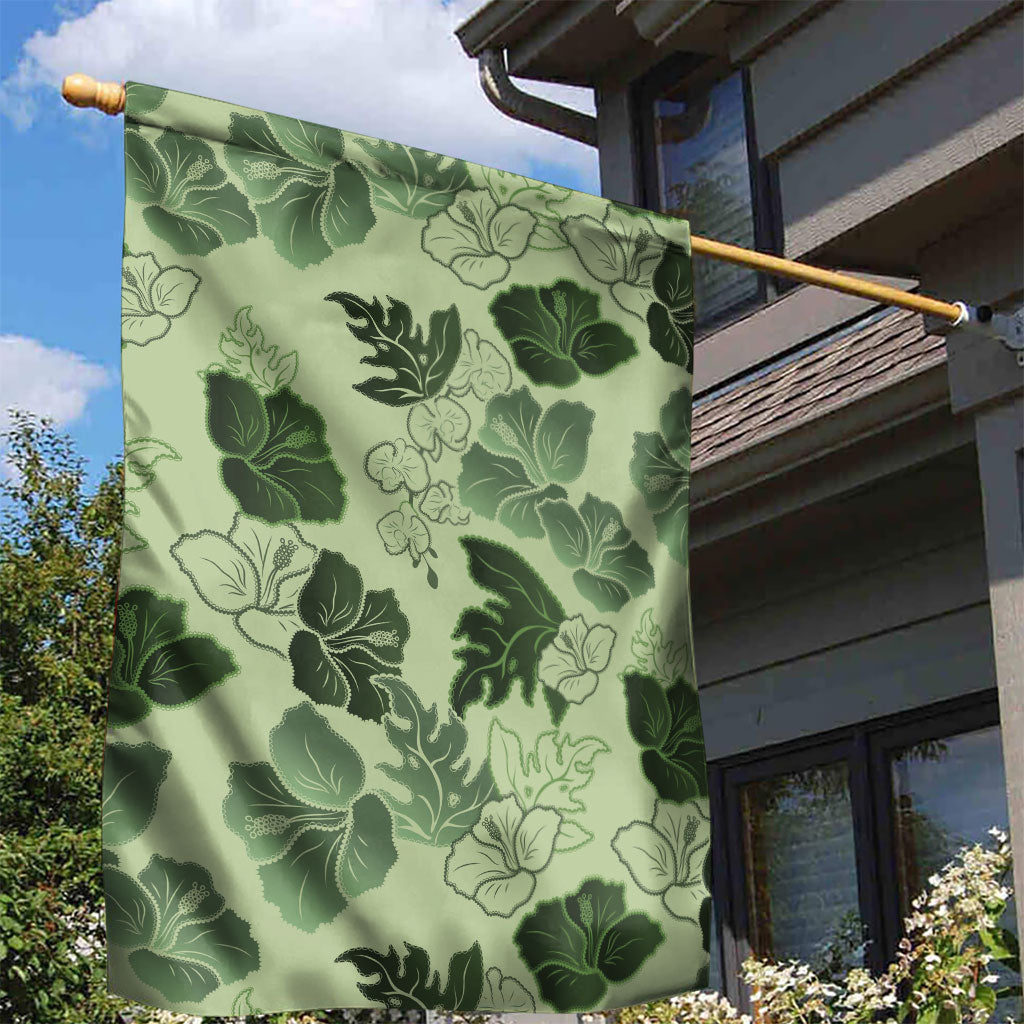Vesuvian Green Aloha Hawaii Hibiscus Orchid Seamless Garden Flag LT14 - Polynesian Pride