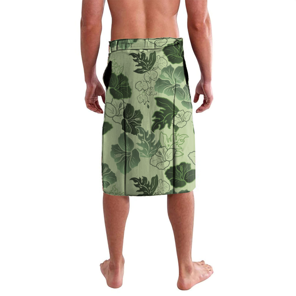 Vesuvian Green Aloha Hawaii Hibiscus Orchid Seamless Lavalava LT14 - Polynesian Pride