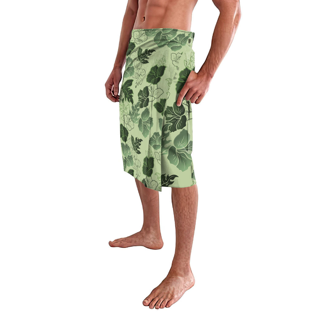 Vesuvian Green Aloha Hawaii Hibiscus Orchid Seamless Lavalava LT14 - Polynesian Pride