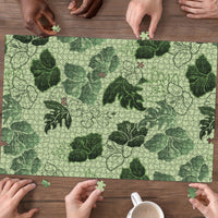 Vesuvian Green Aloha Hawaii Hibiscus Orchid Seamless Puzzle