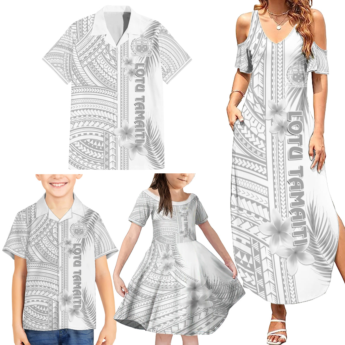 samoa-white-sunday-family-matching-summer-maxi-dress-and-hawaiian-shirt-manuia-le-aso-sa-o-tamaiti-polynesian-plumeria