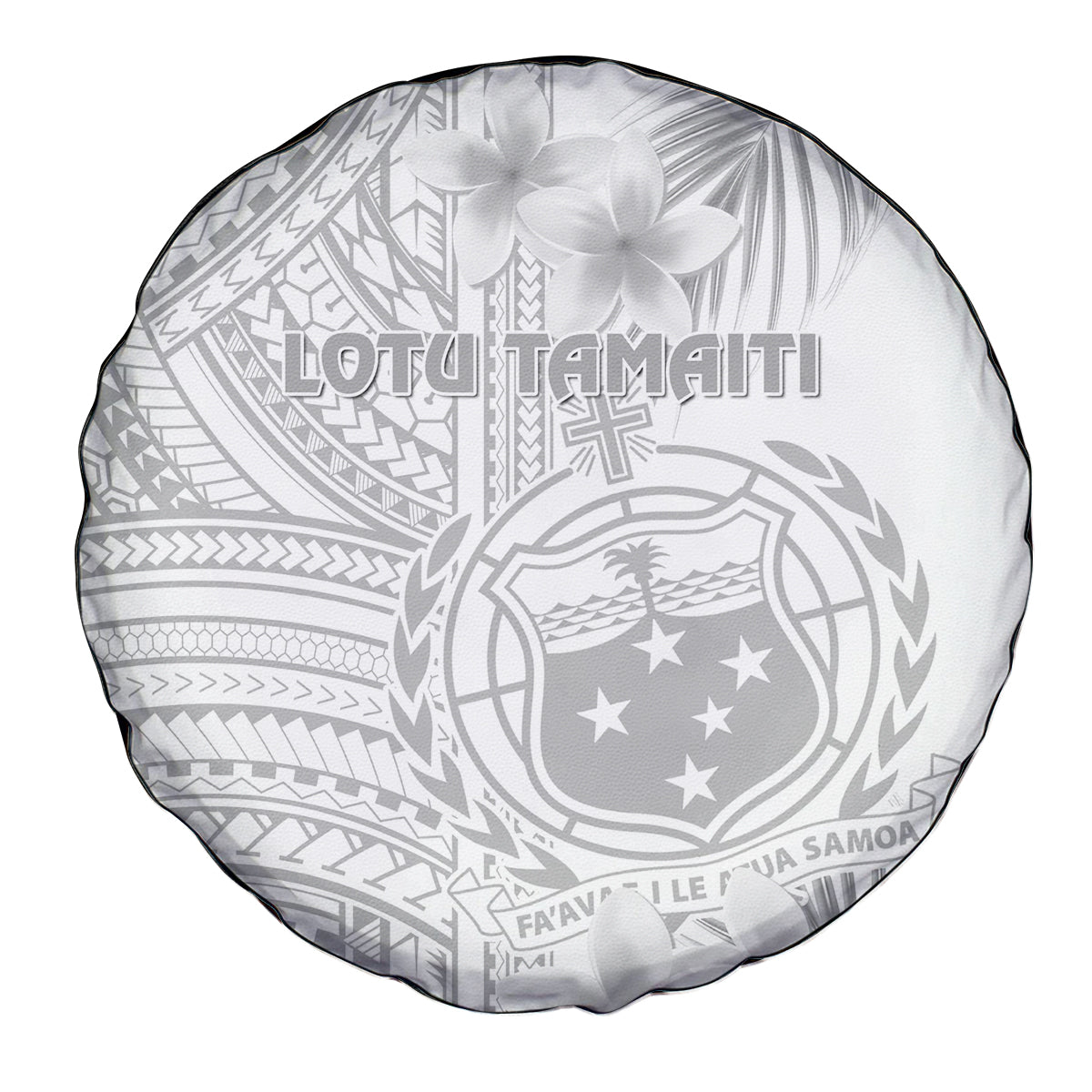 Samoa White Sunday Spare Tire Cover Manuia le Aso Sa o Tamaiti Polynesian Plumeria LT14 White - Polynesian Pride