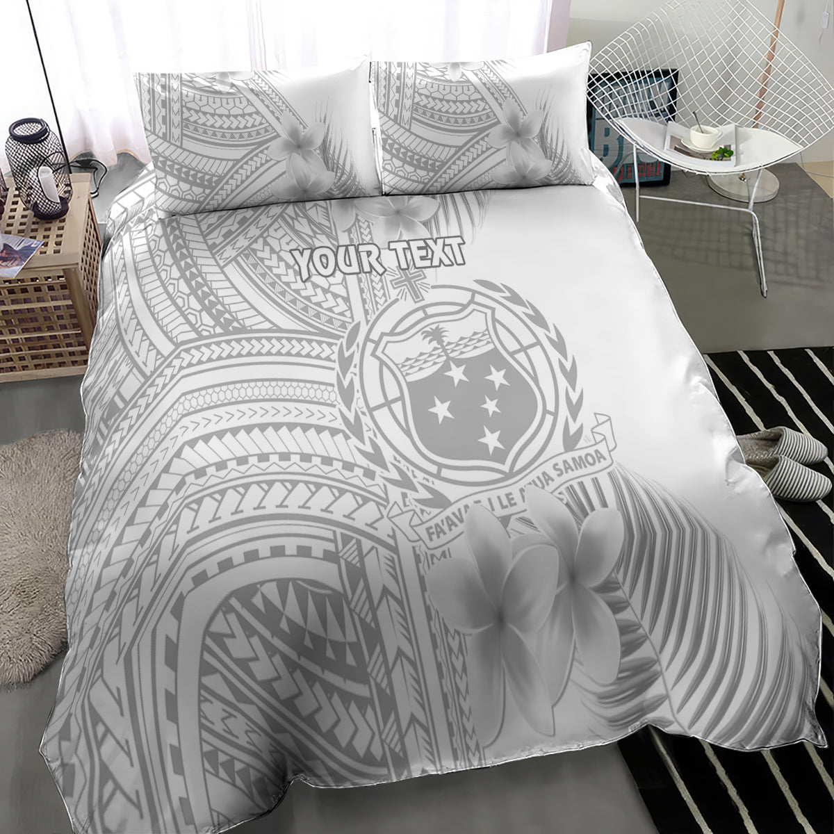 Personalised Samoa White Sunday Bedding Set Manuia le Aso Sa o Tamaiti Polynesian Plumeria LT14 - Polynesian Pride