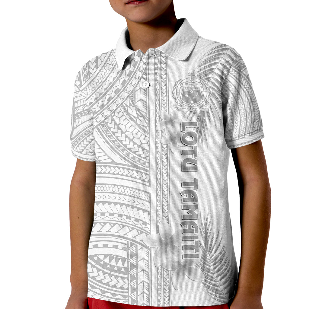 Personalised Samoa White Sunday Kid Polo Shirt Manuia le Aso Sa o Tamaiti Polynesian Plumeria LT14 Kid White - Polynesian Pride