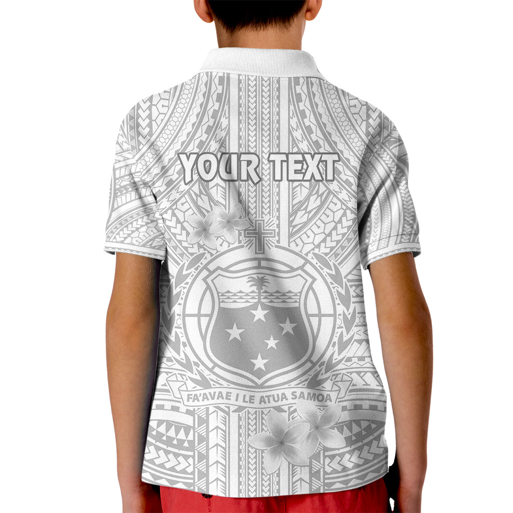Personalised Samoa White Sunday Kid Polo Shirt Manuia le Aso Sa o Tamaiti Polynesian Plumeria LT14 - Polynesian Pride