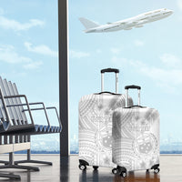 Personalised Samoa White Sunday Luggage Cover Manuia le Aso Sa o Tamaiti Polynesian Plumeria LT14 - Polynesian Pride