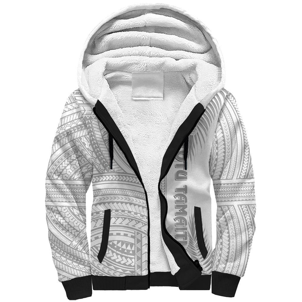 Personalised Samoa White Sunday Sherpa Hoodie Manuia le Aso Sa o Tamaiti Polynesian Plumeria LT14 Unisex White - Polynesian Pride