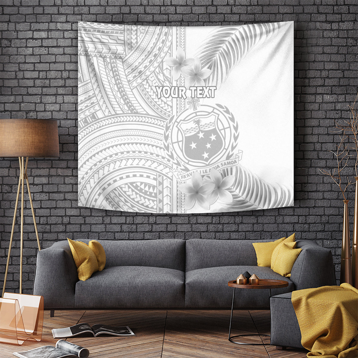 Personalised Samoa White Sunday Tapestry Manuia le Aso Sa o Tamaiti Polynesian Plumeria LT14 White - Polynesian Pride