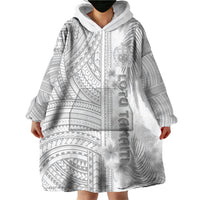 Personalised Samoa White Sunday Wearable Blanket Hoodie Manuia le Aso Sa o Tamaiti Polynesian Plumeria LT14 - Polynesian Pride