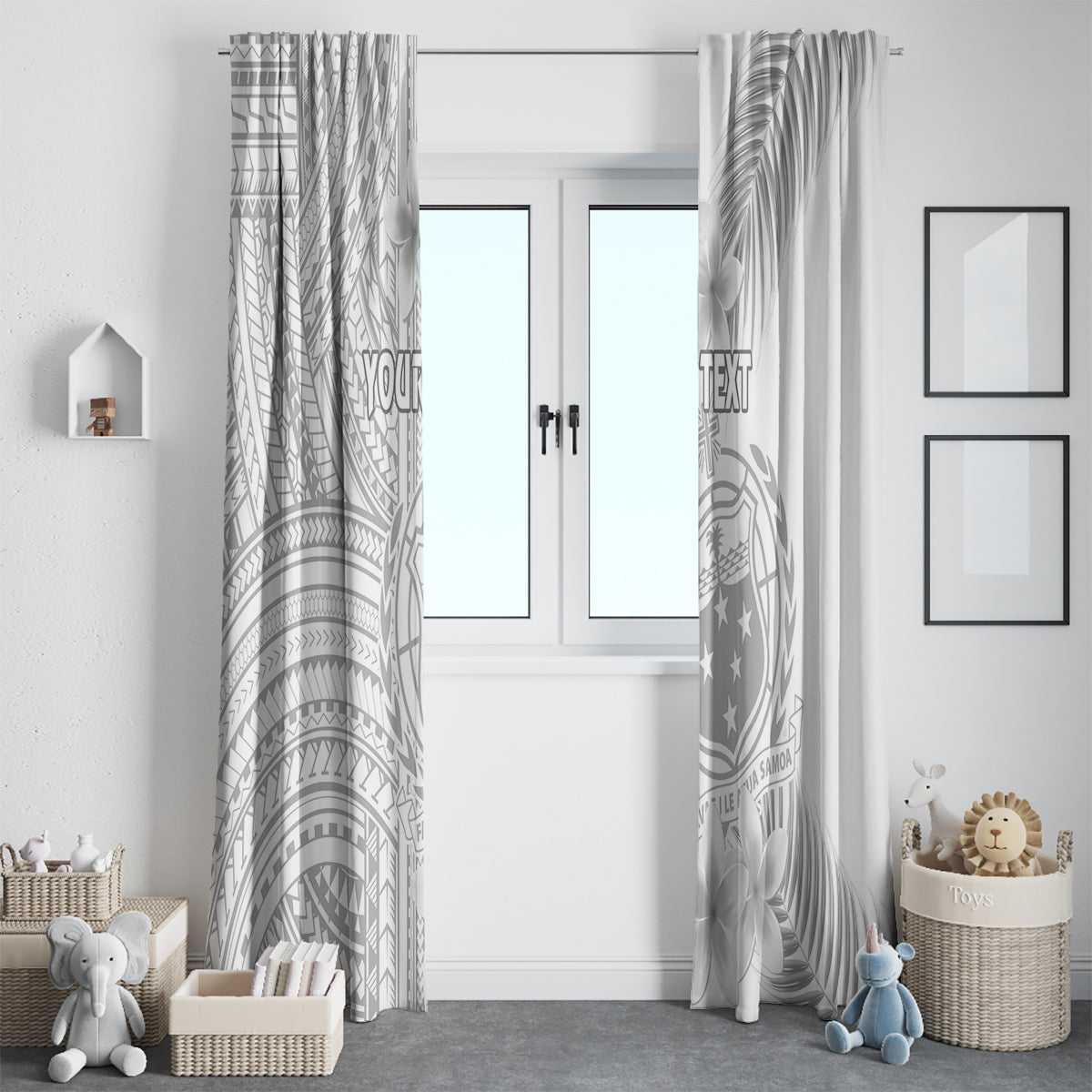 Personalised Samoa White Sunday Window Curtain Manuia le Aso Sa o Tamaiti Polynesian Plumeria LT14 - Polynesian Pride