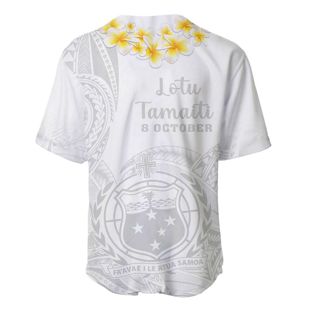 Samoa White Sunday Baseball Jersey Lotu Tamaiti 2023 With Coat Of Arms LT14 - Polynesian Pride