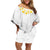 Samoa White Sunday Family Matching Off Shoulder Short Dress and Hawaiian Shirt Lotu Tamaiti 2023 With Coat Of Arms LT14 Mom's Dress White - Polynesian Pride