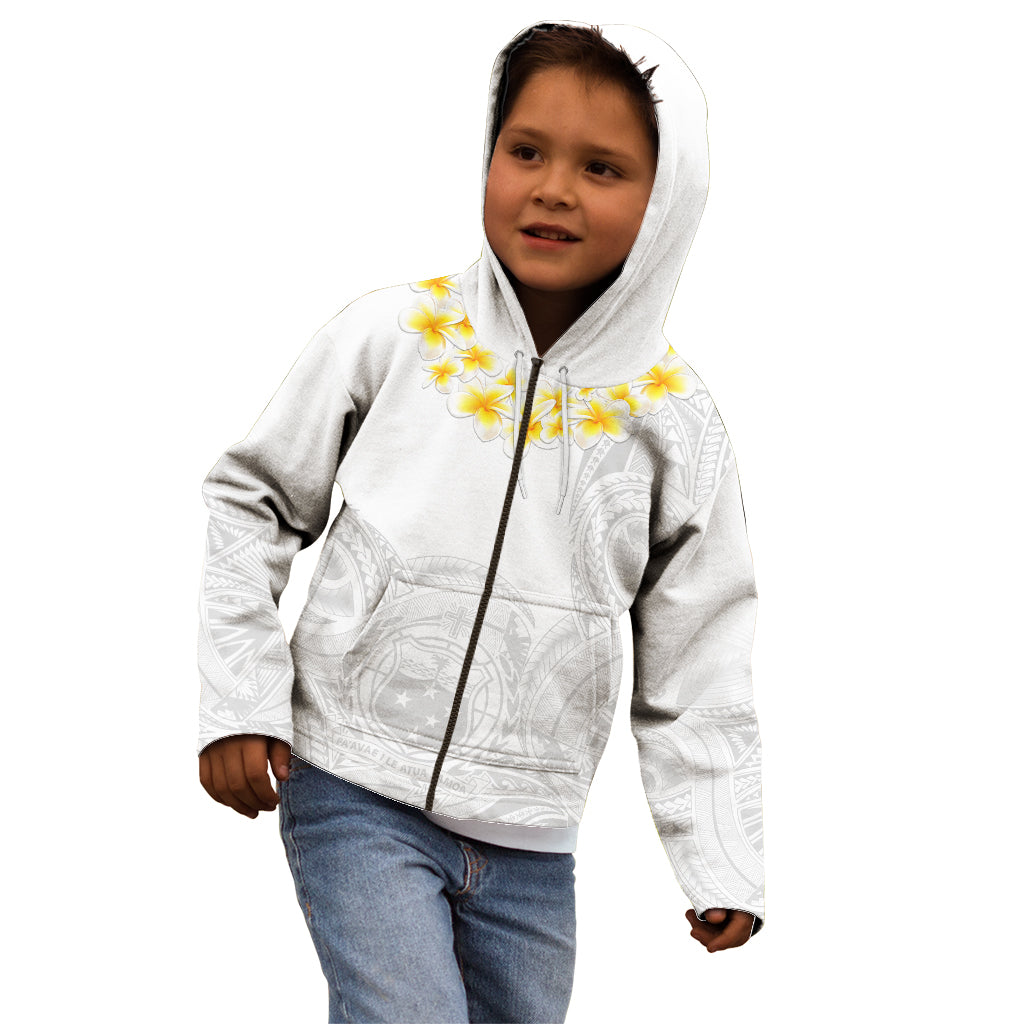 Samoa White Sunday Kid Hoodie Lotu Tamaiti 2023 With Coat Of Arms LT14 - Polynesian Pride