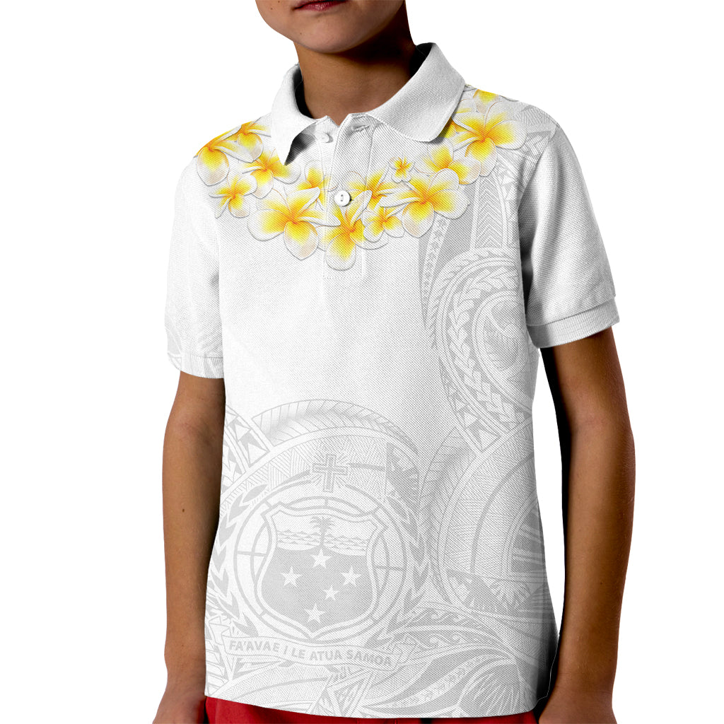 Samoa White Sunday Kid Polo Shirt Lotu Tamaiti 2023 With Coat Of Arms LT14 Kid White - Polynesian Pride
