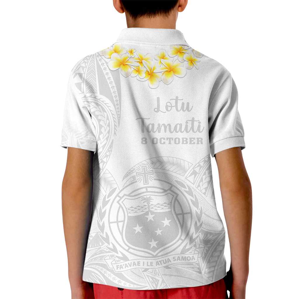 Samoa White Sunday Kid Polo Shirt Lotu Tamaiti 2023 With Coat Of Arms LT14 - Polynesian Pride
