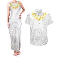 Personalised Samoa White Sunday Couples Matching Tank Maxi Dress and Hawaiian Shirt Lotu Tamaiti 2023 With Coat Of Arms LT14 White - Polynesian Pride