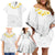 Personalised Samoa White Sunday Family Matching Off Shoulder Short Dress and Hawaiian Shirt Lotu Tamaiti 2023 With Coat Of Arms LT14 - Polynesian Pride