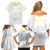 Personalised Samoa White Sunday Family Matching Off Shoulder Short Dress and Hawaiian Shirt Lotu Tamaiti 2023 With Coat Of Arms LT14 - Polynesian Pride