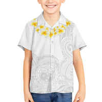 Personalised Samoa White Sunday Family Matching Short Sleeve Bodycon Dress and Hawaiian Shirt Lotu Tamaiti 2023 With Coat Of Arms LT14 Son's Shirt White - Polynesian Pride