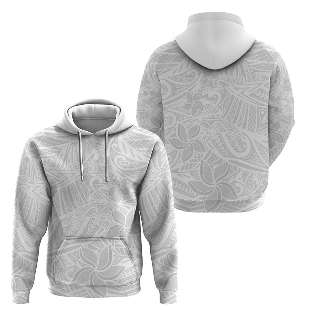 Polynesia White Sunday Hoodie Polynesian Pattern With Tropical Flowers LT14 - Polynesian Pride