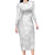 Polynesia White Sunday Long Sleeve Bodycon Dress Polynesian Pattern With Tropical Flowers LT14 Long Dress White - Polynesian Pride