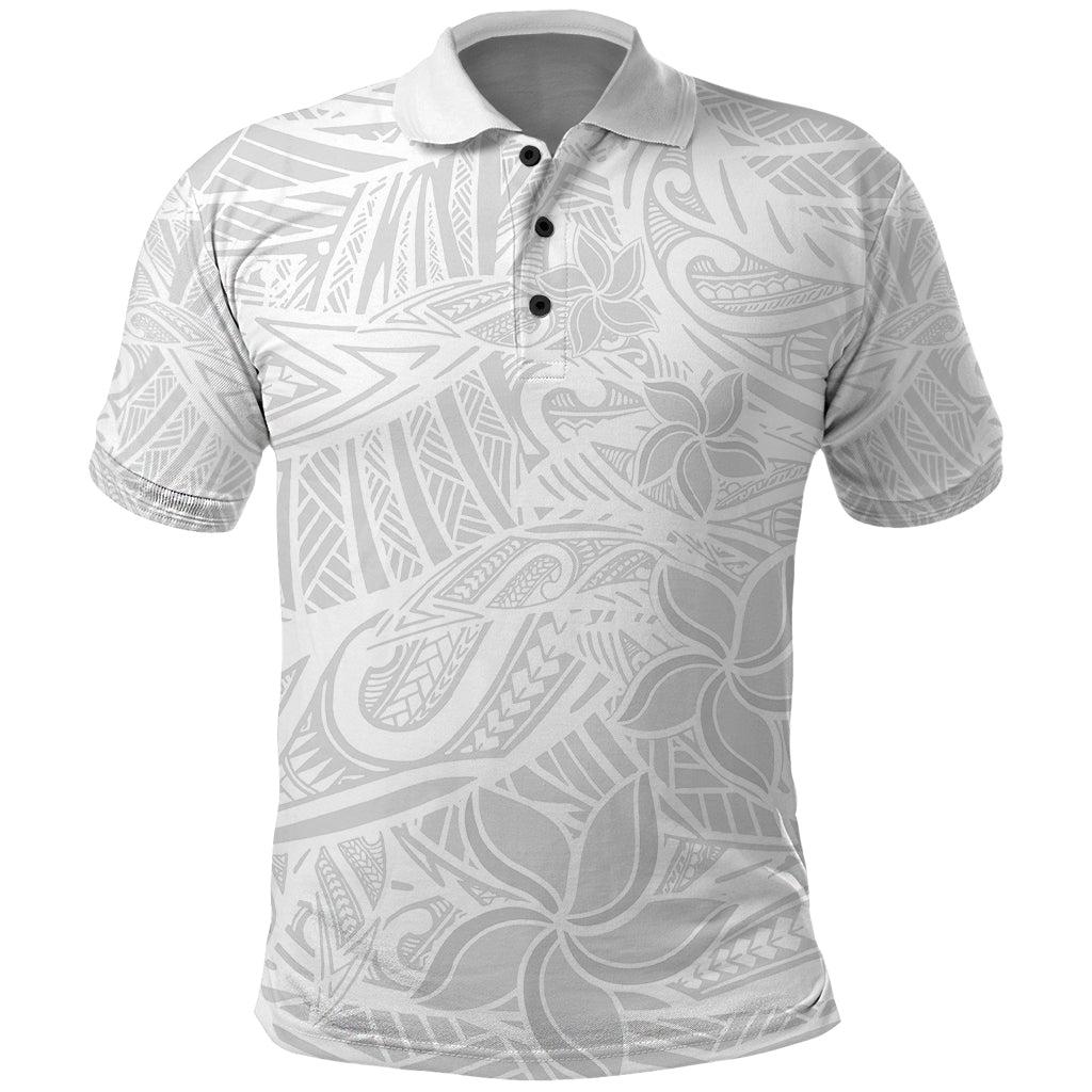 Polynesia White Sunday Polo Shirt Polynesian Pattern With Tropical Flowers LT14 White - Polynesian Pride