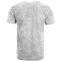 Polynesia White Sunday T Shirt Polynesian Pattern With Tropical Flowers LT14 - Polynesian Pride