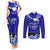 Personalised American Samoa Fautasi Race Couples Matching Tank Maxi Dress and Long Sleeve Button Shirts Eagle With Polynesian Pattern LT14 Blue - Polynesian Pride