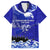 Personalised American Samoa Fautasi Race Family Matching Off Shoulder Long Sleeve Dress and Hawaiian Shirt Eagle With Polynesian Pattern LT14 Dad's Shirt - Short Sleeve Blue - Polynesian Pride