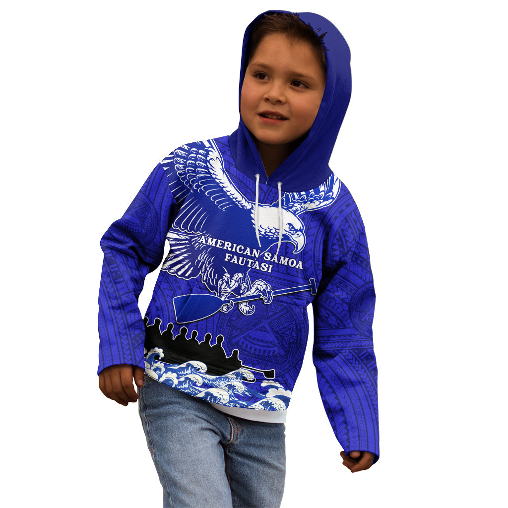 Personalised American Samoa Fautasi Race Kid Hoodie Eagle With Polynesian Pattern LT14 - Polynesian Pride