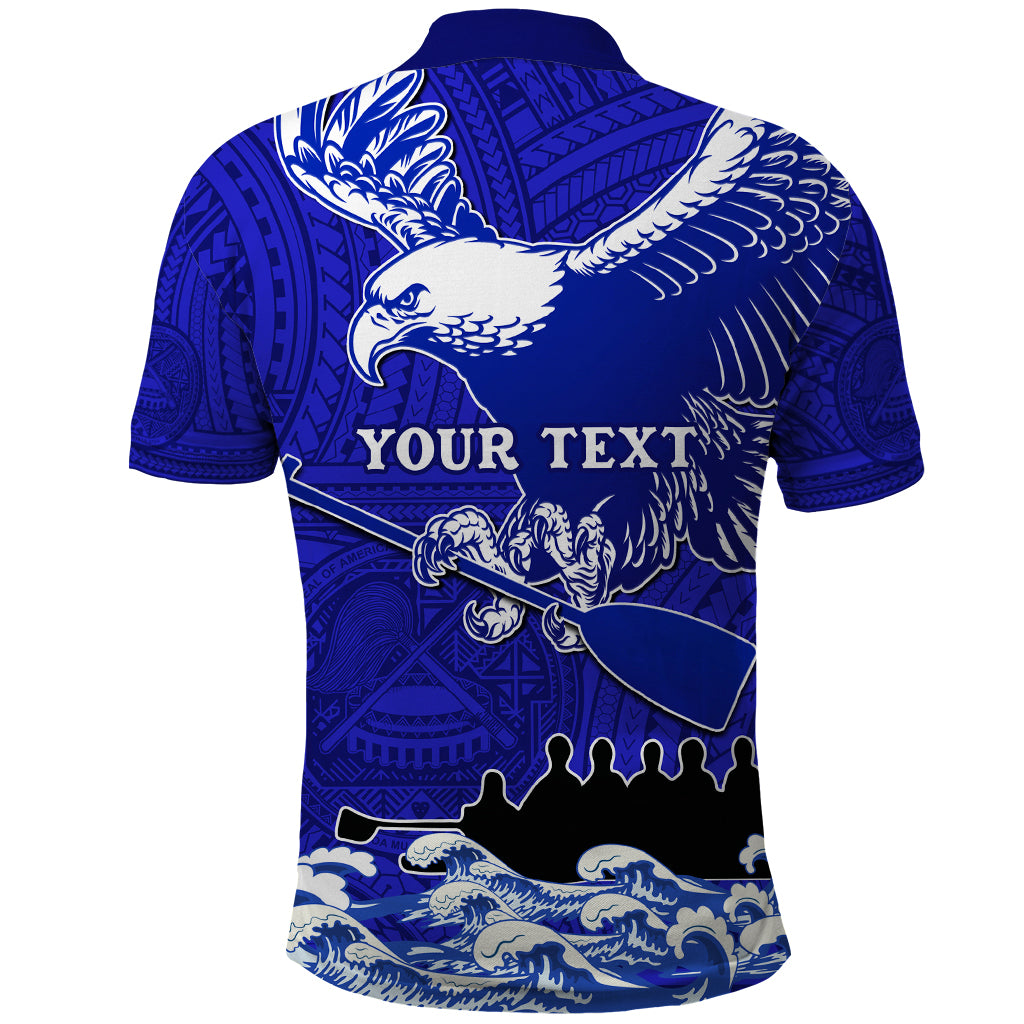 Personalised American Samoa Fautasi Race Polo Shirt Eagle With Polynesian Pattern LT14 - Polynesian Pride