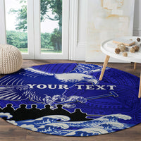 Personalised American Samoa Fautasi Race Round Carpet Eagle With Polynesian Pattern LT14 - Polynesian Pride