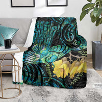 New Zealand Fantail Bird Blanket Maori Piwakawaka Kowhai - Paua Shell Pattern LT14 - Polynesian Pride