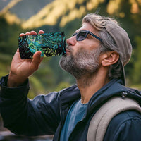 New Zealand Fantail Bird 4 in 1 Can Cooler Tumbler Maori Piwakawaka Kowhai - Paua Shell Pattern