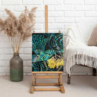 New Zealand Fantail Bird Canvas Wall Art Maori Piwakawaka Kowhai - Paua Shell Pattern LT14 - Polynesian Pride