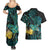 New Zealand Fantail Bird Couples Matching Summer Maxi Dress and Hawaiian Shirt Maori Piwakawaka Kowhai - Paua Shell Pattern